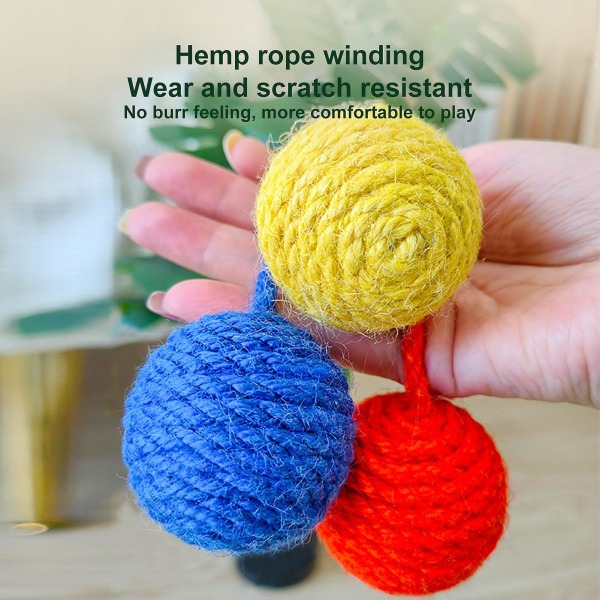 Cat Scratch Toy Inbyggd skramlande sten Reptålig husdjur Katt Hängande Sisal Scratch Ball Leksak Husdjurstillbehör Stad Red