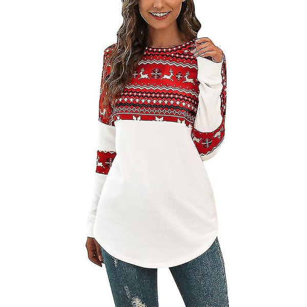 Hhcx-naisten Joulu Xmas Fair Isle Pullover Pusero pusero Red S