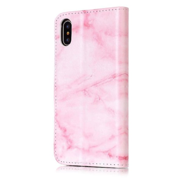 Til Iphone X Pink marmormønster vandret flip læderetui med holder & kortpladser & pung