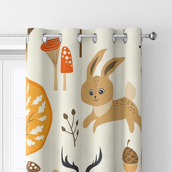 【BQ】Forest Animals Barnrum Cartoon Sovrum Gardiner 150*166 Termiskt Isolerade