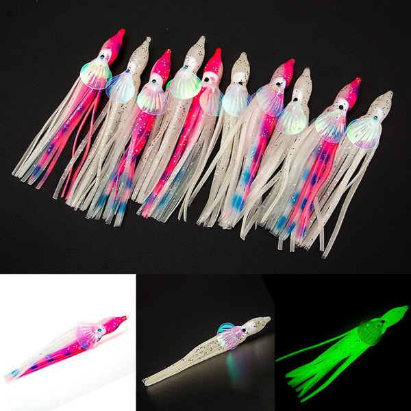 10 stk Bionic Simulering Blekksprut Fake Crankbait fiskesluk 5cm 6cm 10cm Artificial Wobble Mykt agn fiskeutstyr 6cm Pink