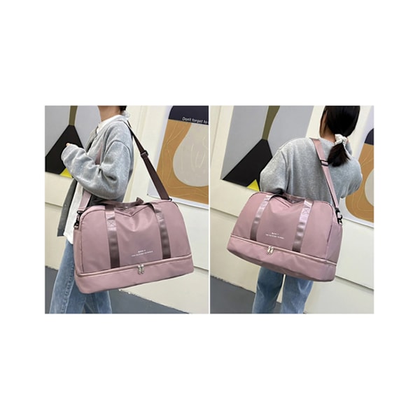 Reisepose Støvtett nylon tørr våtseparasjon duffelbag for kvinner-rosa