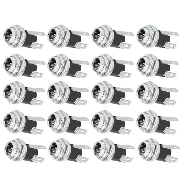 20 stk. DC Strømforsyning Hunnkontakt 5,5x2,1mm Gjenge Mutter Panelmontering Kobling DC025M