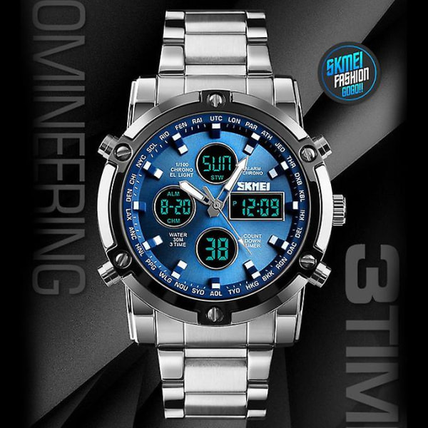 Skmei Fashion Watch Trend Multifunktionel Three Time Large Dial