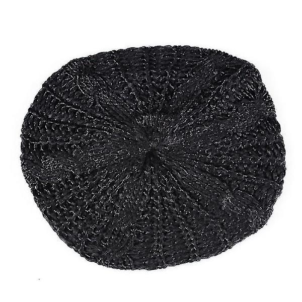 Hhcx-kvinner Vinter Varm Strikket Tykk Hekle Slouch Stretch Dame Beanie Varm Lue Black