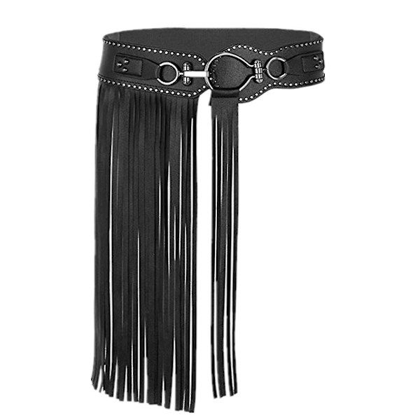 Stud Bälte Tofs Kjol Bälte Punk Steampunk Gothic Läder Nit Bälte Fransbälten Dam Tofsar Steampunk Coaplay Bälten Black S