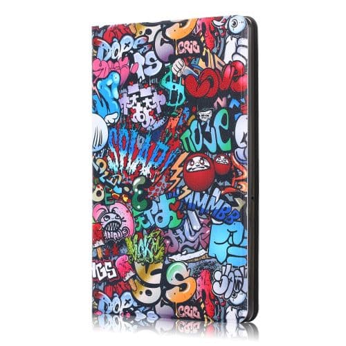 【BQ】Mønstertrykt PU-etui med graffitimønsterholder til din H