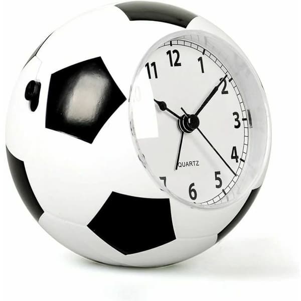 【BQ】Football Theme Home Decor Clock, Silent Alarm Clock with Night Light and Snooze Function, Desk Clock with Arabic Numerals and Touch