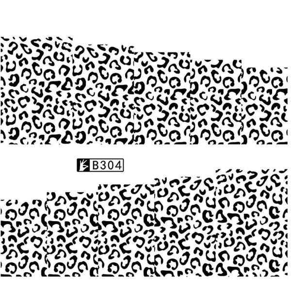 1 stk Sexy Leopard Nail Art Water Transfer Stickers -dekaler Animal Charm Full B 164 Black