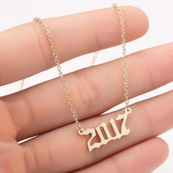 1980-2019 Birth Year Number Charm Pendant Stainless Steel Chain Necklace Jewelry Silver 1983
