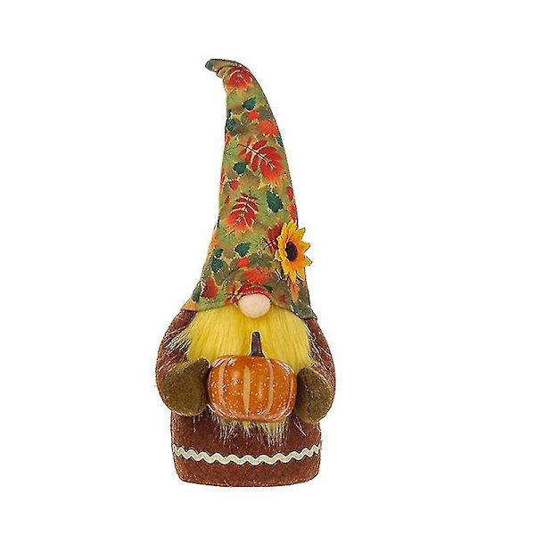 Ansiktslös docka Bedårande bekväm att hålla i tyg pumpa prydnad Gnome plysch docka för barn Orange
