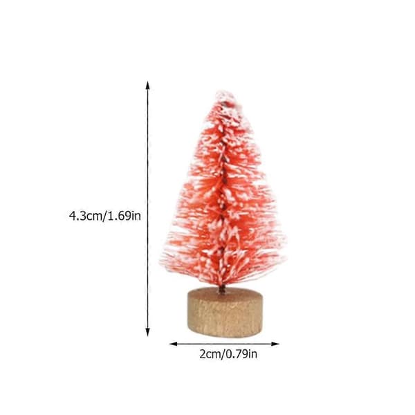 Mini julgranar röda hampaträd med träbaser för dekoration 48 st Red Red 4.3X2X2CM