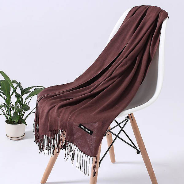 Mode Ensfarvet 2022 Kvinder Tørklæde Vinter Hijabs kvaster Lange Damesjaler Cashmere Ligesom Pashmina Bandana Tørklæder Wraps Echarpe FYR110-07