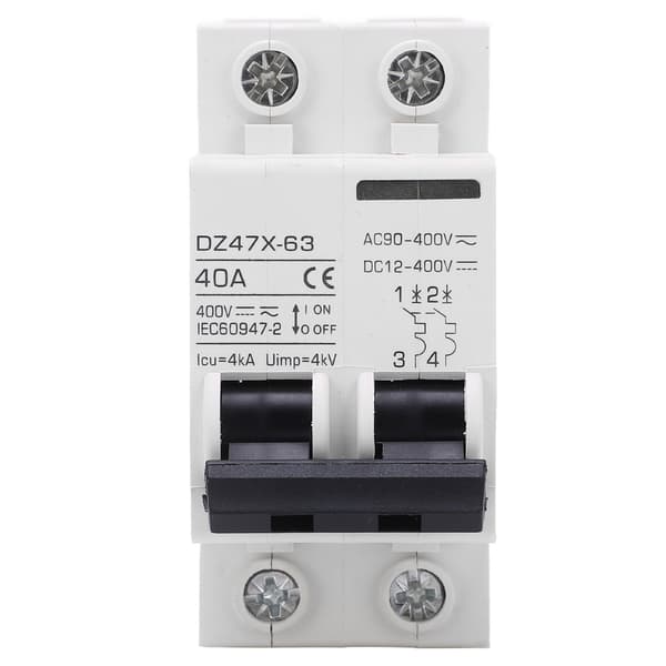 2P Miniature Strømafbryder DIN Skinne Afbryder Solcelle PV System DC12-400V AC90-400V 40A