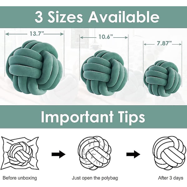 Knutbollskastkudde, vit rund knuten plyschkudde Accentkudde for preppy, estetiska & söta prydnadskuddar for soffa, seng, stue, F Teal Small