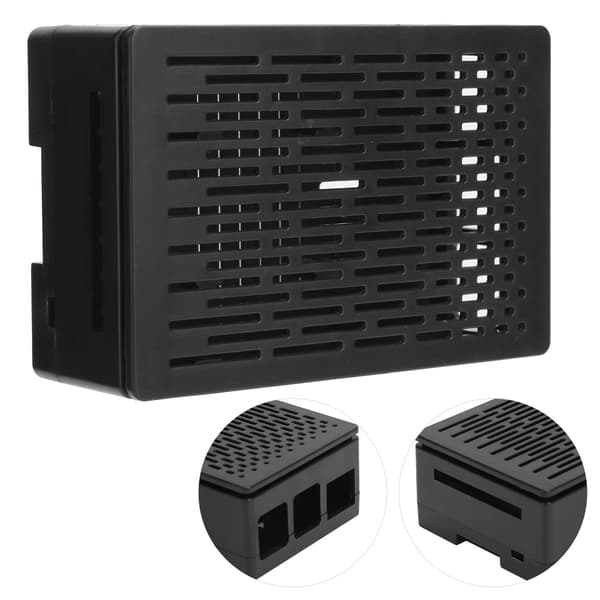 Skyddsfodral för Raspberry Pi 4B ABS-skal Reserverad alla portar för HDMI USB A/VSvart