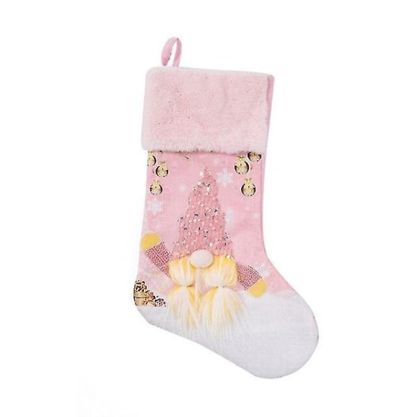 Christmas Glow Pink Sokker Slikpose Gaveholder Strømpe Stor hængende Dekor slikgavepose Pejs Juletræ Dekoration Ny 2