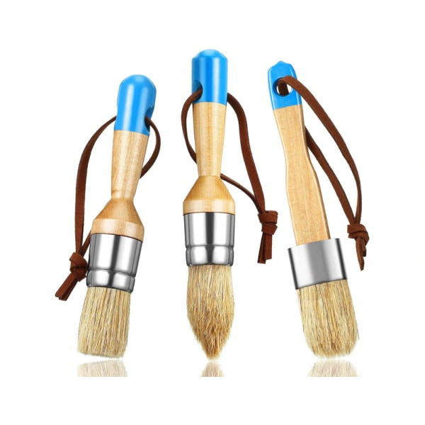 3 stycken krita och vaxfärgborstar Borststencilborstar för trä (blå)