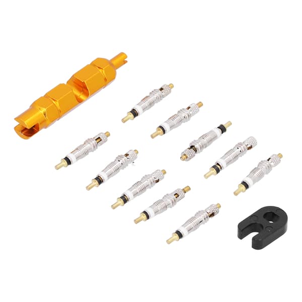 10-styck Cykelventil Core Remover Tool Kit Reparationsset Fransk mässing för Mountain BicycleYellow