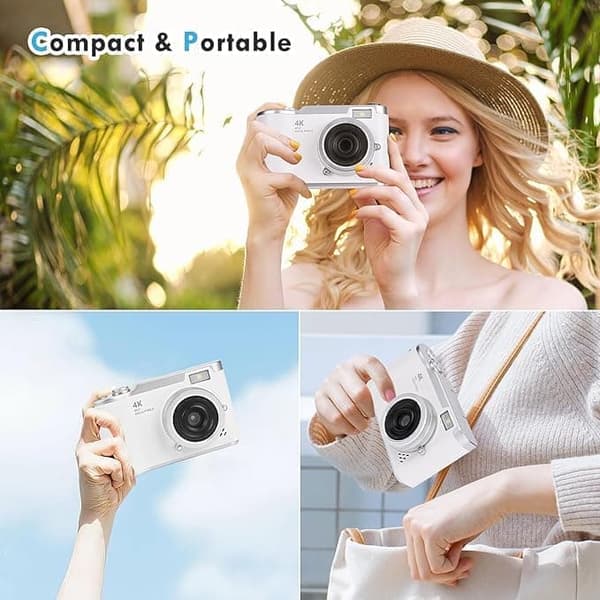 【BQ】Digital Camera 48 MP, 1080p FHD, 8x zoom, Electronic Image Stabilization black black white