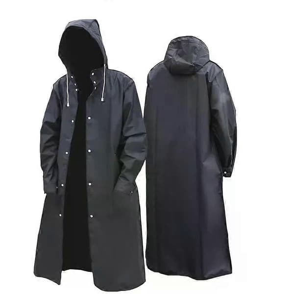 【BQ】Sort voksen vindjakke-stil regnfrakke, vindtæt hætte, rebponcho One size