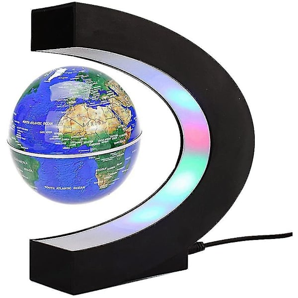 Flytande Globe Med Led Ljus C Form Magnetisk Flytande Globe Världskartadekoration
