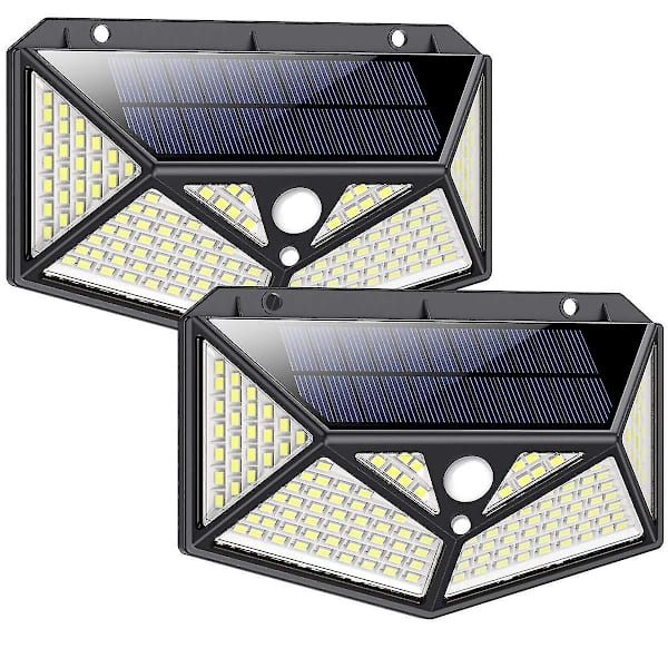 2st Solar Lights Outdoor 100 Led 270 Vägglampor Solar Powered Lights Trådlös Vattentät med 3 lägen
