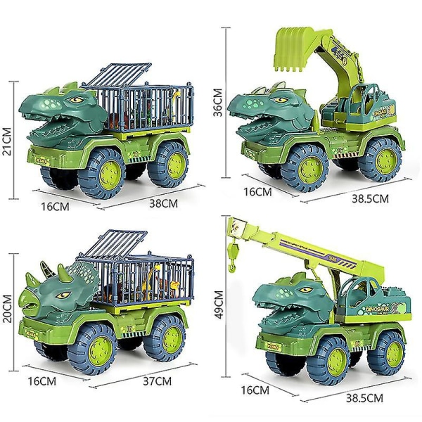 Hhcx-kids Tyrannosaurus Billegetøj Dinosaurer Transport Bilholder Lastbil Legetøj Træk tilbage Køretøjslegetøj til drenge Julegave gray