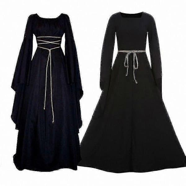 Gotisk middelalderlig renæssancekostume til kvinder til Halloweenfester og cosplay-arrangementer Black M