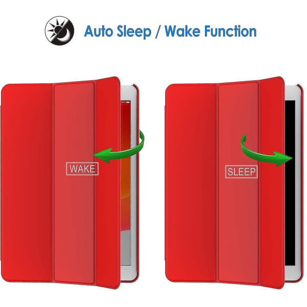 Etui til Ipad 7 (10,2 tommer, 2019-model, 7. århundrede) generation), Auto Sleep / Wake (rød)