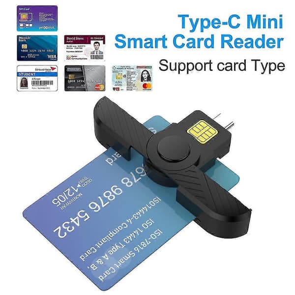 Type-c USB Smart Card Reader Hukommelse Id-bank Elektronisk Klonstikadapter Foldbar Common Access-stikadapter
