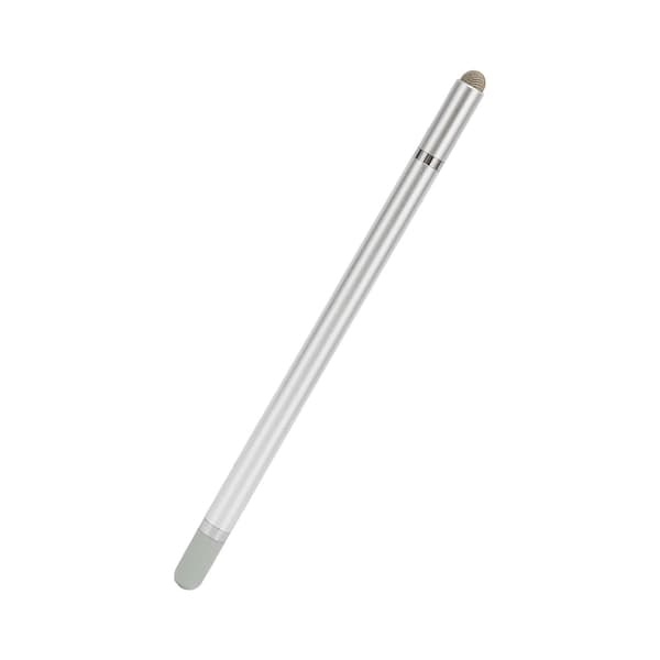 3-i-1 multifunksjonell Stylus Penn med eksakt posisjonering og 2 fiber-tupper - Sølv