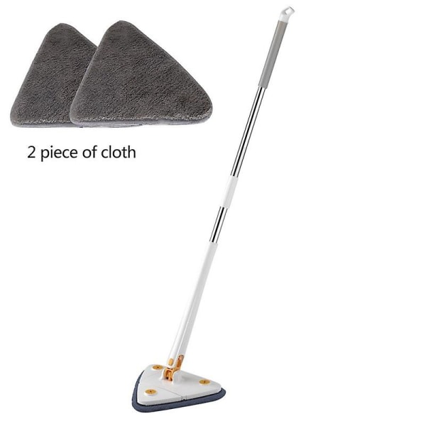 360 Roterbar Squeeze Mopp Sterk Vann Absorpsjon Uttrekkbar Trekant Mopp 1,3m Hjem Gulvtak Vinduer rengjøringsverktøy whitemop with 2cloth