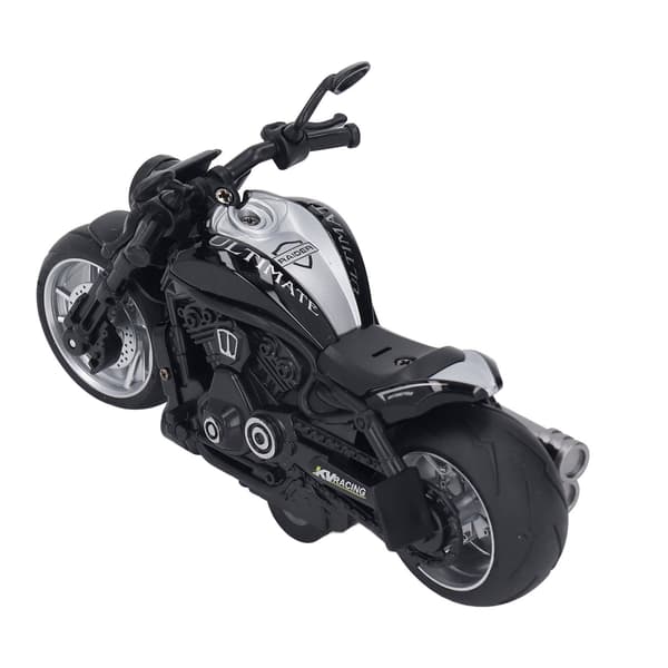 1:12 Skala Retro Pull Back Motorcykel Legetøjsmodel Sort Plastik Dekoration til Børn