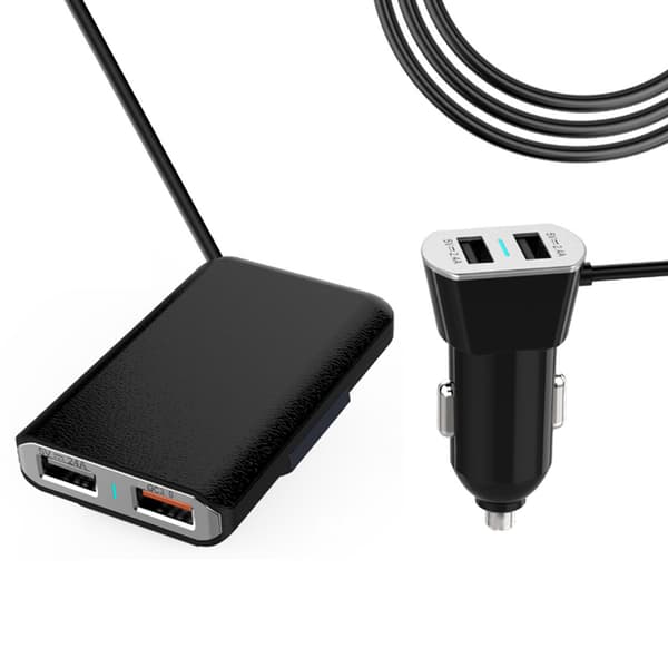 4 USB-strømporter Billader Hurtiglading 3.0 7.2A 54W Mobiltelefonladeradapter