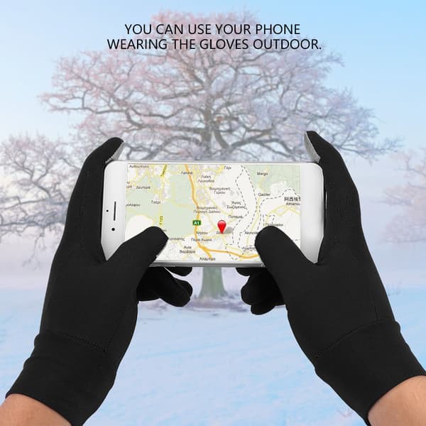 Boodun Vinter Cykelhandsker Fuld Finger Touchscreen Varme Vindtætte Sorte