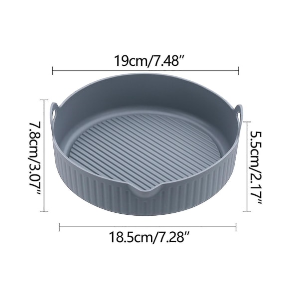 Air Fryer Silikon Pot Round Liners Återanvändbara Air Fryer Korg Liners Tillbehör - Byte av Pergament Liners -[7.5inch](grå)