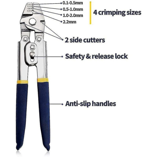 Wire Rope Crimper For Crimping Fishing Lines Up To 2.2 Mm, Heavy-duty Stainless Steel Wire Rope Crimping Tool