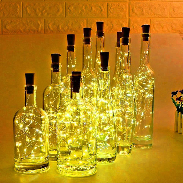 10st vinflaska lampor med kork 20 led fairy lampor String batteridriven mini koppartråd lampa är 6,5 fot använd gör-det-själv fest