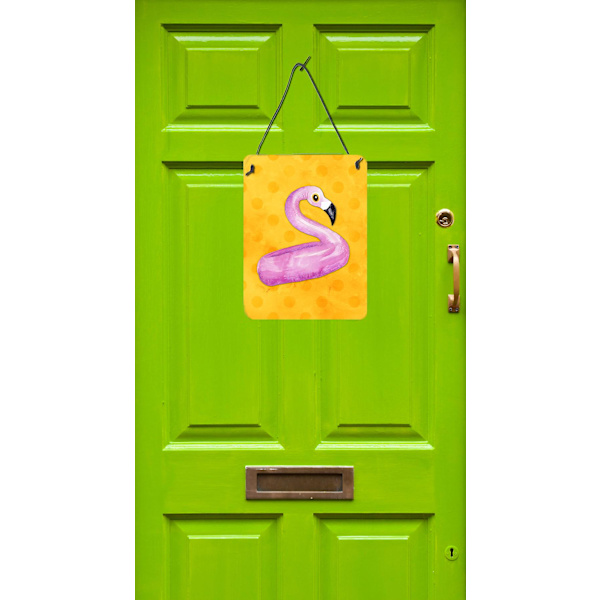 Carolines Treasures BB8257DS1216 Flamingo Floaty Gul Polkadot Vägg eller Dörr H Multicolor 12x16
