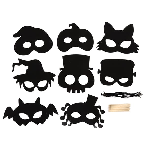 8 Set Halloween Skrapmask Konst Kit Regnbåge Skrappapper Djur Ansiktsmasker Barnhantverk