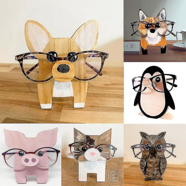 Trä 3d söta djurhuvud glasögonfäste glasögonhållare stativ Pig