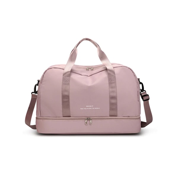Reisepose Støvtett nylon tørr våtseparasjon duffelbag for kvinner-rosa