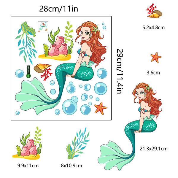 Wall Art Decal Lysende Mermaid Bubbles Creative Wall Decal 28*29cm