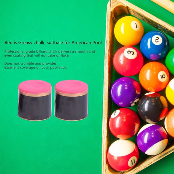2 stk. Rød Billiard Pool Cue Kritt Snooker Tilbehør