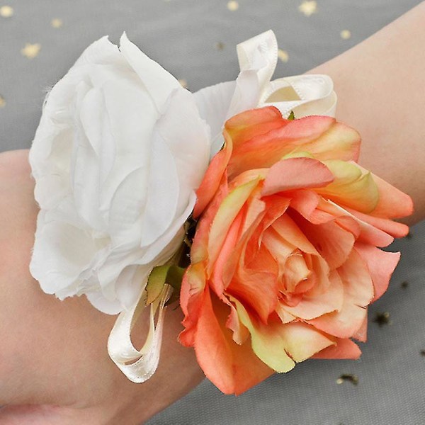 Rose Wristlet Band Armband För Brudtärna Eleganta Blommor Hand Band Bröllop Tillbehör C