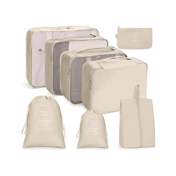 Packing Cubes Bagage Packing Organizers för resetillbehör-Off white