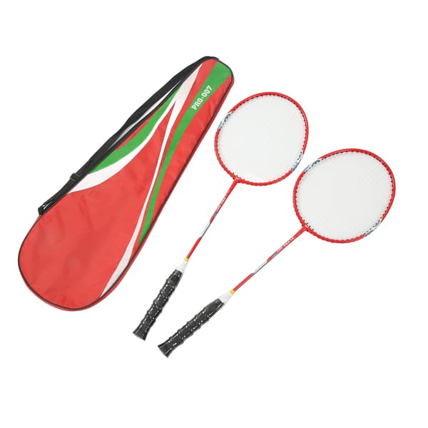 2 stk. Ferroalloy Integrert Badminton Racket med Nylonhåndtak Rød