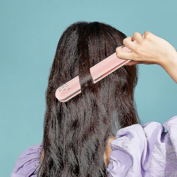 Mini krølltang med doble funksjoner 2-i-1-krølltang Bærbar krølltang USB pink