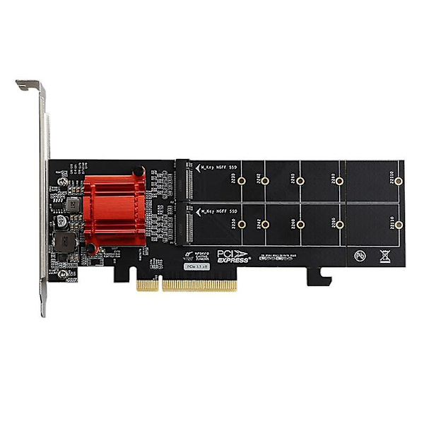Pcie3.1 X8 till Dual M.2 Expansion Card Asm1812 Chip Stöder Nvme Protocol Full Speed ​​Expansion Card Black